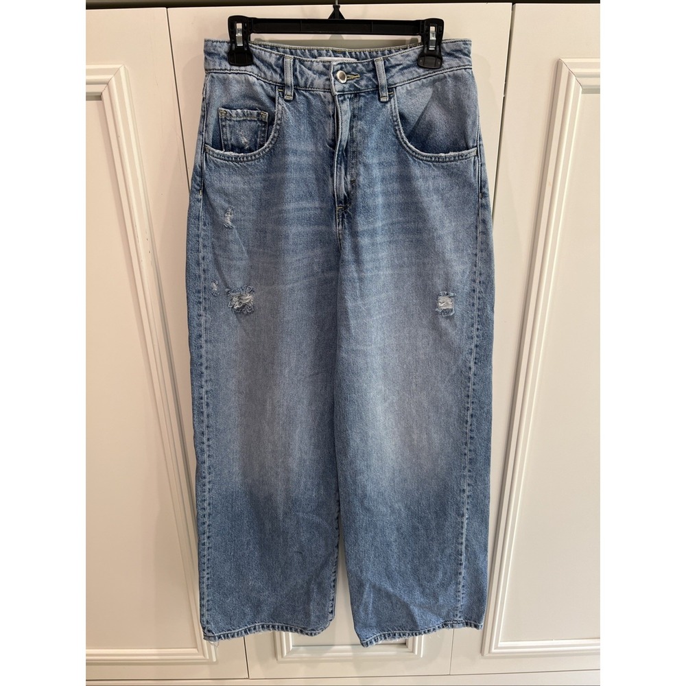 Icon Denim Los Angeles Poppy Wide Leg Jeans Distressed Skater Baggy